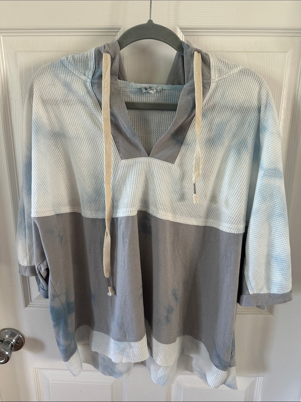 POL Light Blue & Gray Hooded Pullover Tunic